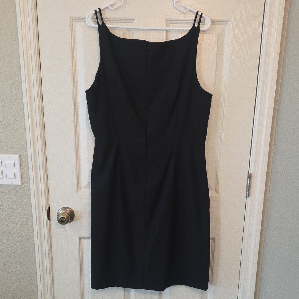 CDC Black Dress With Blue Emboidered Florals Size 16 - Picture 5 of 9